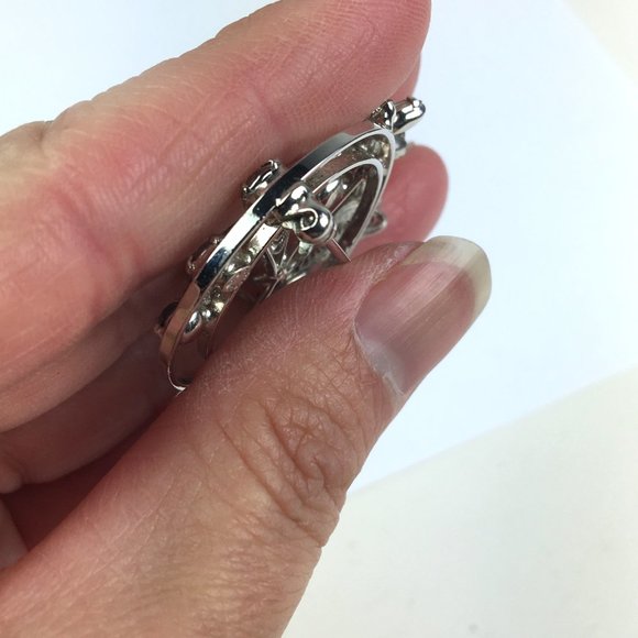 Vintage Sterling Rhinestone Brooch and Earrings - Picture 4 of 9